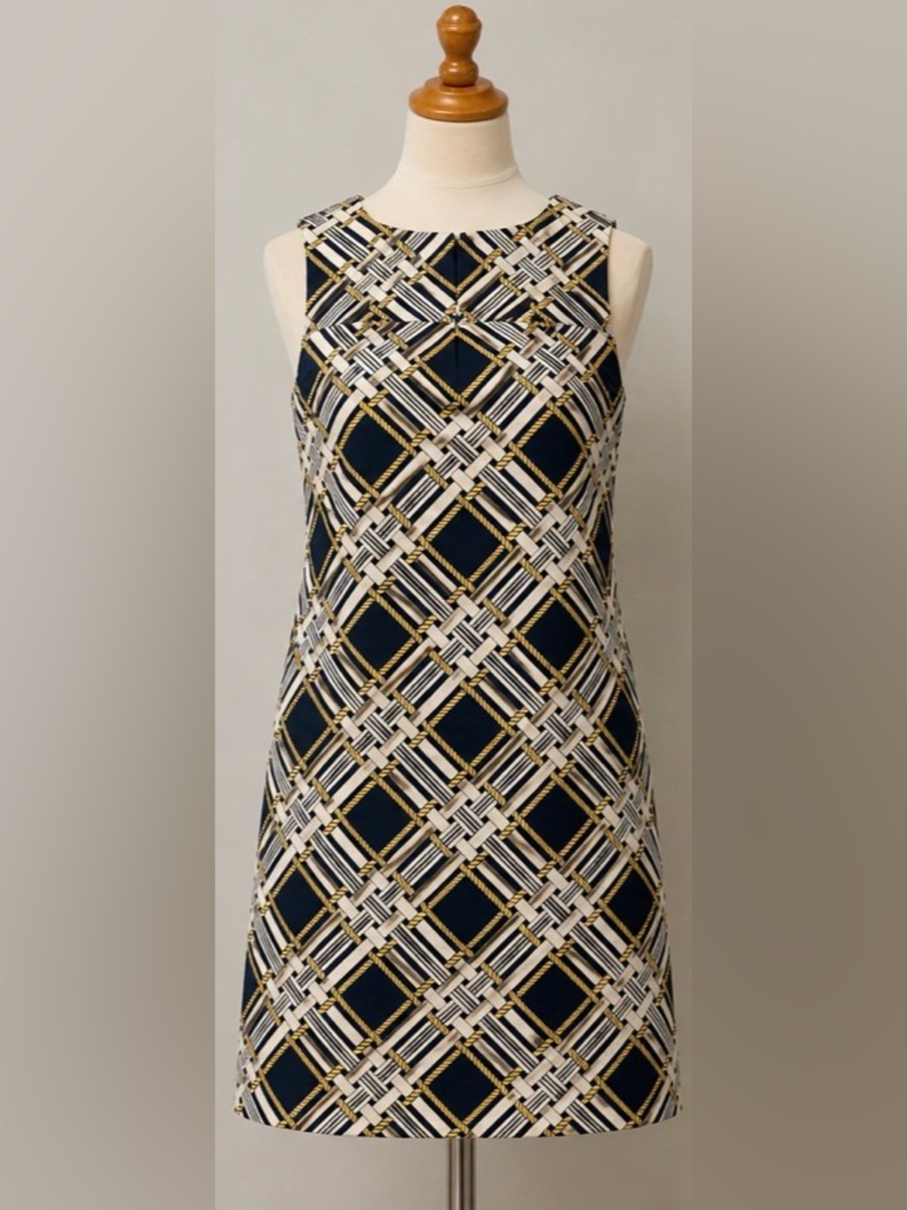 Vineyard Vines Navy and Yellow Rope-Print Dress